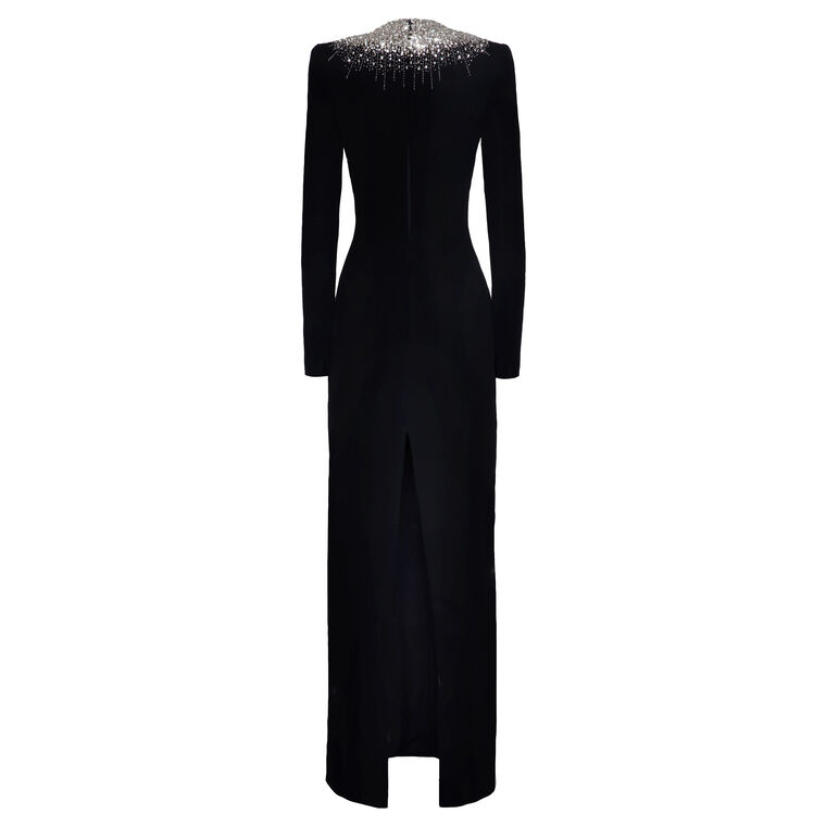 Long Sleeve Gown With Crystal Embellishment image number null