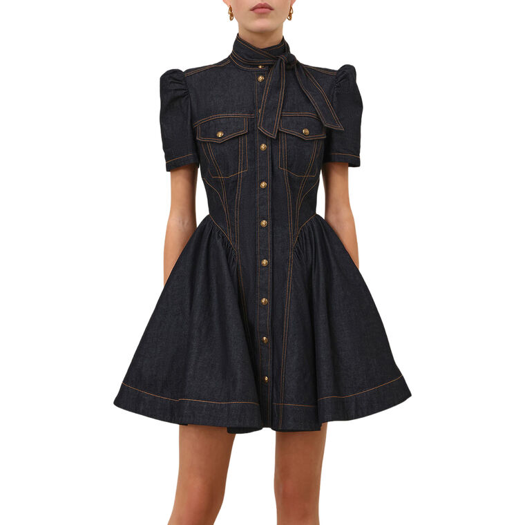 Denim Corset Mini Dress image number null