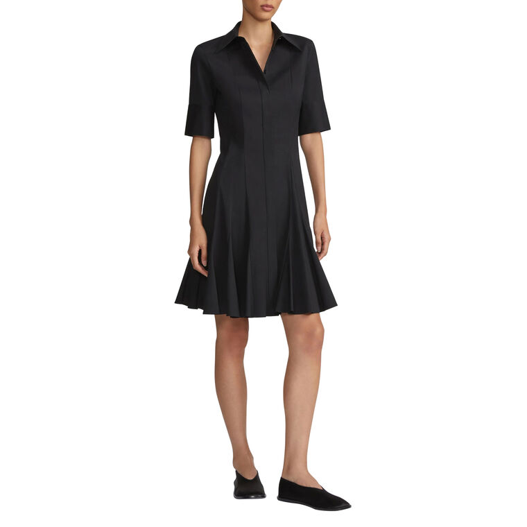Stretch Cotton Godet Peplum Shirtdress image number null