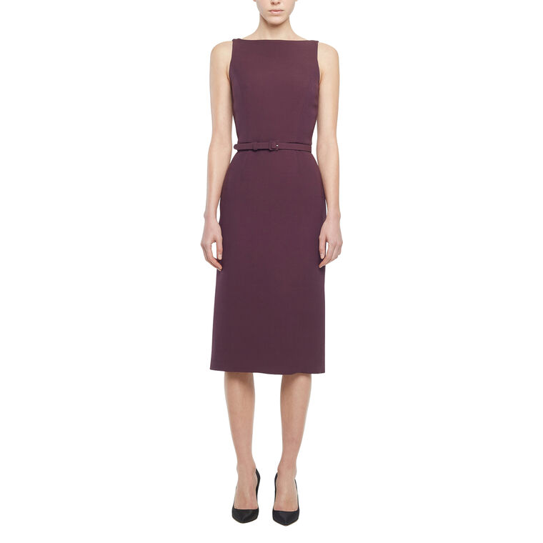 Annette Sleeveless Belted Midi Dress In Silk Wool image number null