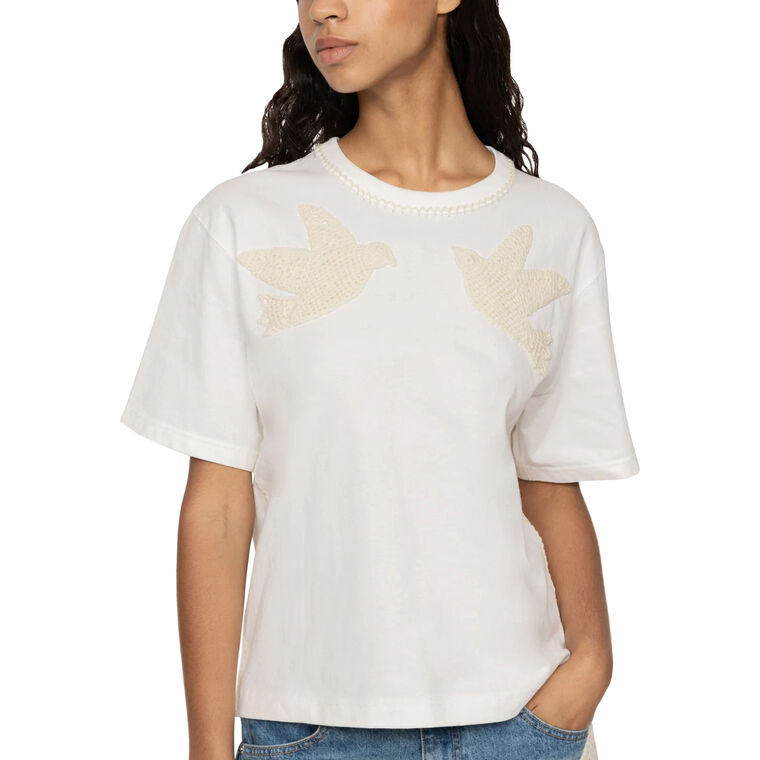 Sally Crochet T-Shirt With Crochet Detail image number null