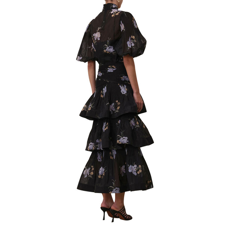 Pleated Tiered Midi Skirt image number null