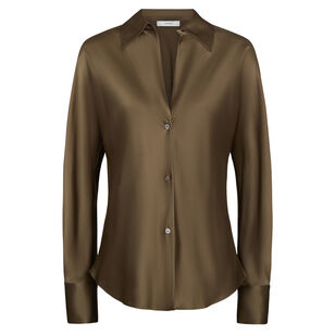 Bias Long Sleeve Silk Blouse
