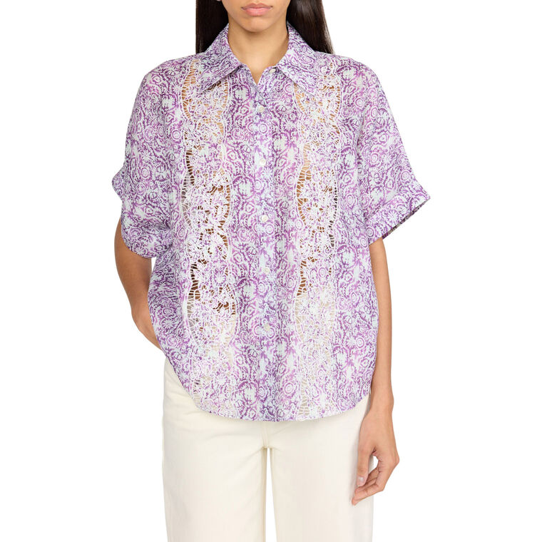 Lilian Short Sleeve Button-Up Top image number null