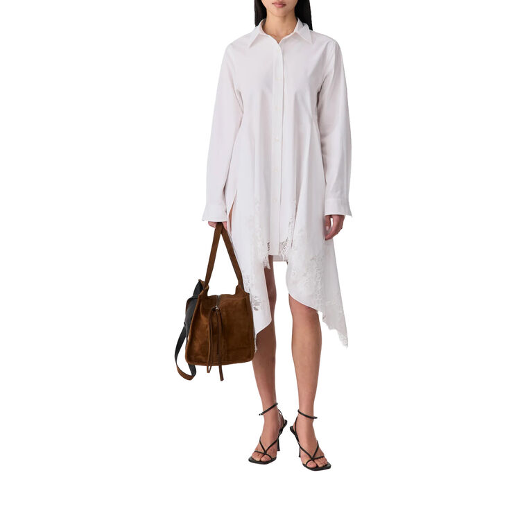 Long Sleeve Lace Cascade Shirt Dress image number null