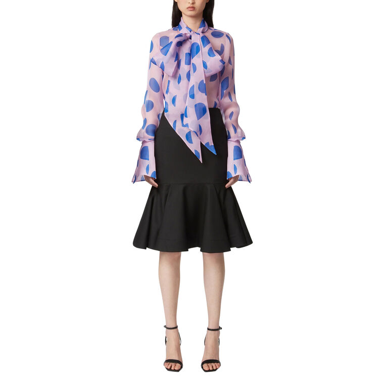 Virgin Wool Gabardine Peplum Midi Skirt image number null