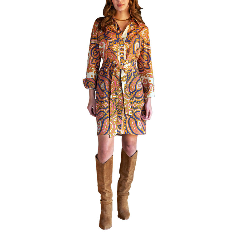 Liam Long Sleeve Mini Shirtdress image number null