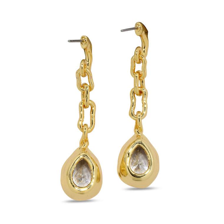 Asterales Gold Link Pear Drop Earrings image number null