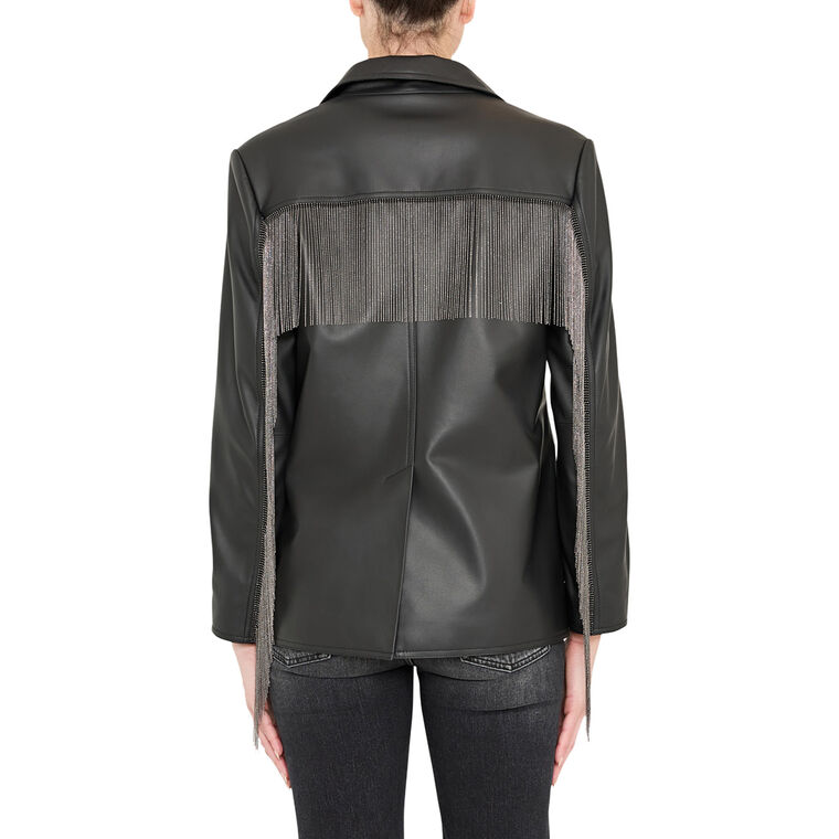 Blake Leather Jacket With Fringe image number null