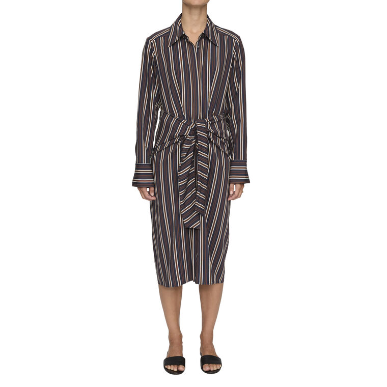 Mila Long Sleeve Striped Midi Shirtdress image number null