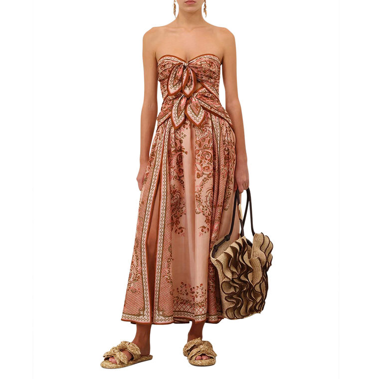 Aster Strapless Scarf Midi Dress image number null