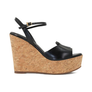 Nizza Leather Buckle Cork Wedge Sandal