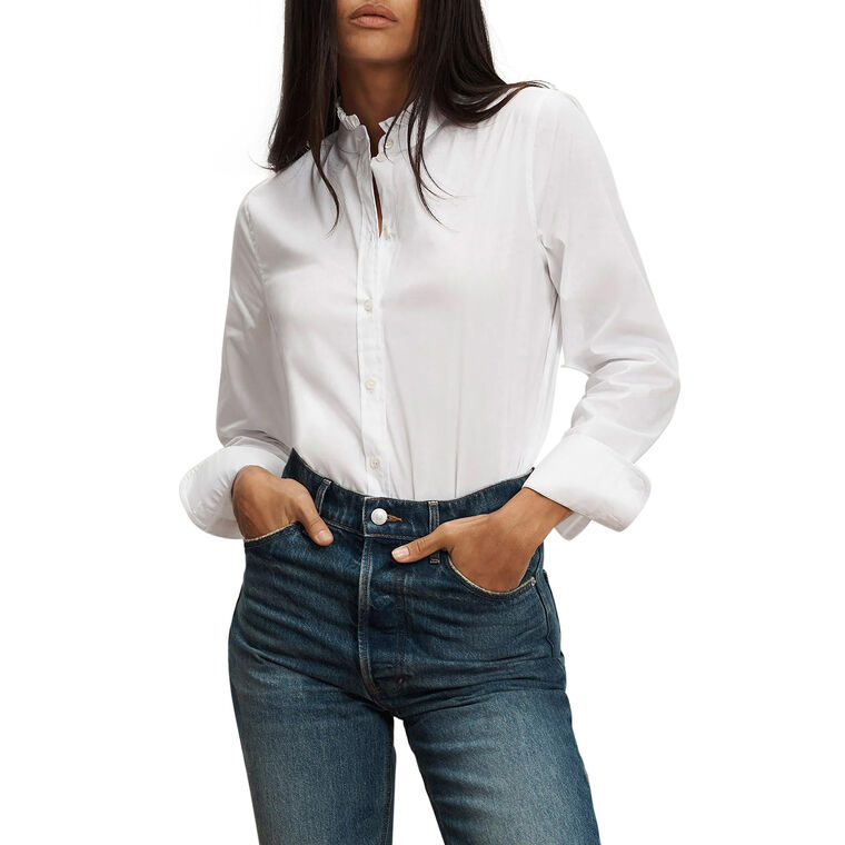 Bays Long Sleeve Ruffle Collar Button-Down Shirt image number null