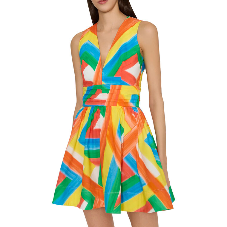 Nikki Multi Stripe Sleeveless Poplin Mini Dress image number null