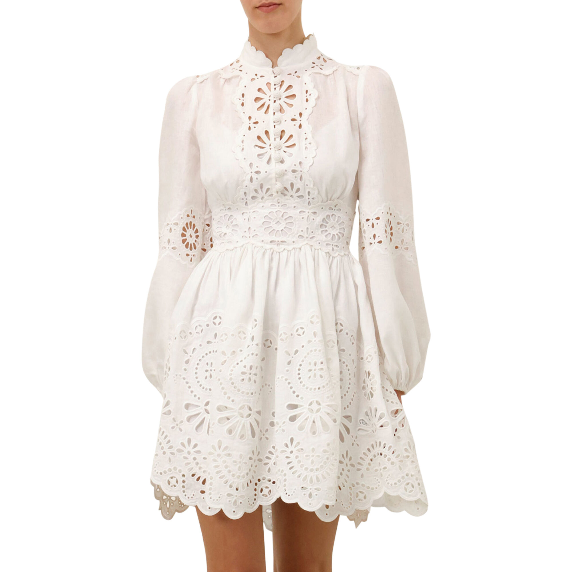 ワンピース Zimmermann SS25 Acacia Broderie Mini Dress (0981DRS252 IVO) Acacia Broderie Mini Dress Ivory Online | Zimmermann