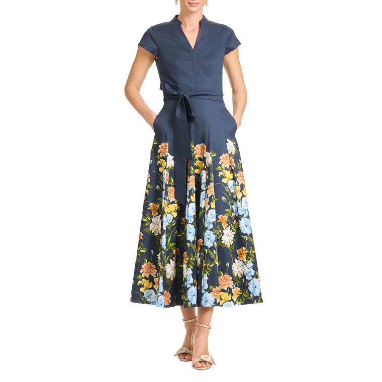 Ganika Short Sleeve Belted Midi Dress image number null