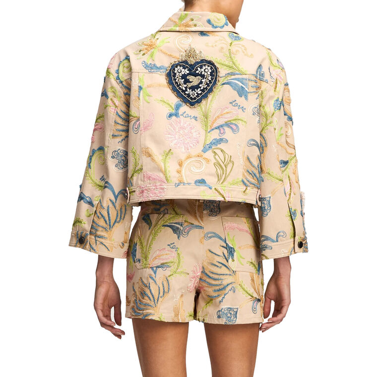 Addie Embroidered Cropped Utility Jacket image number null