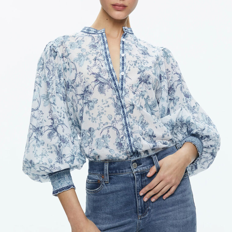 April Pleated Blouson Sleeve Top image number null