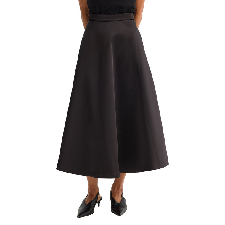Voluminous A-Line Satin Midi Skirt image number null