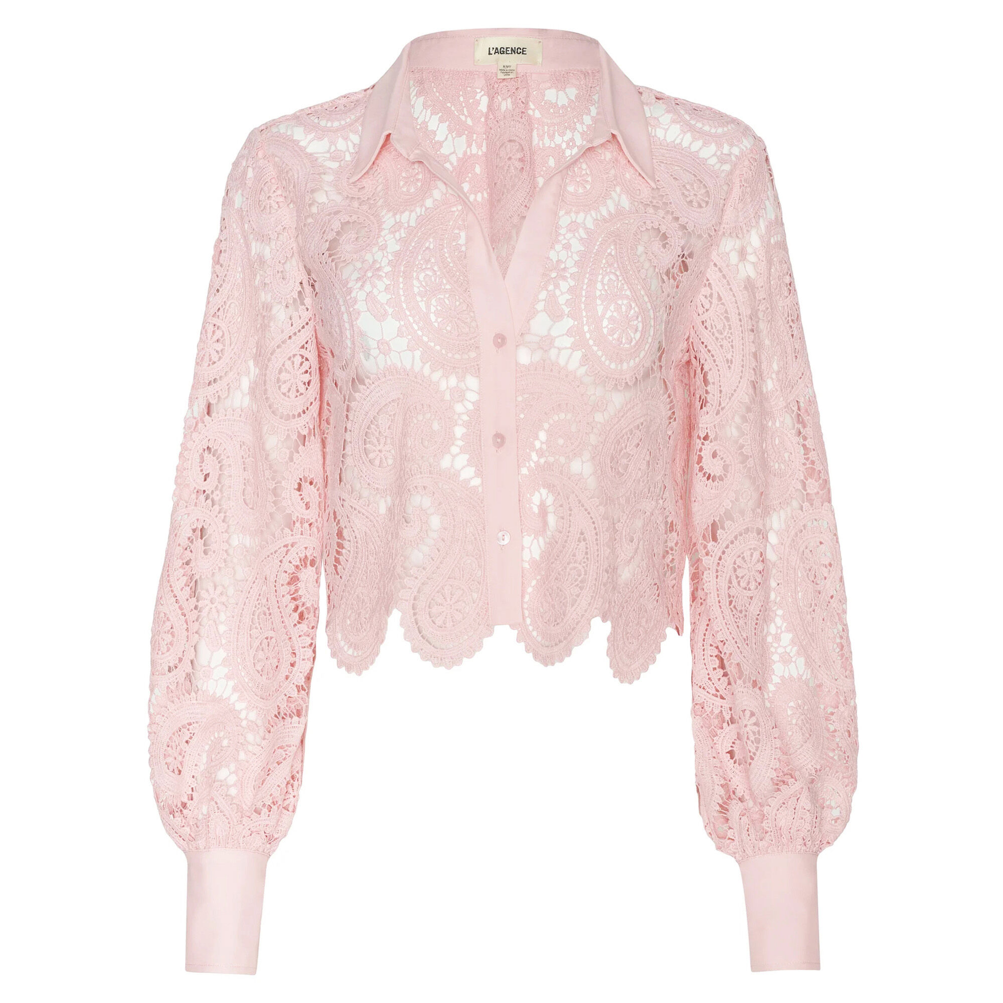 L'Agence Odelia Cropped Lace Blouse | Tootsies