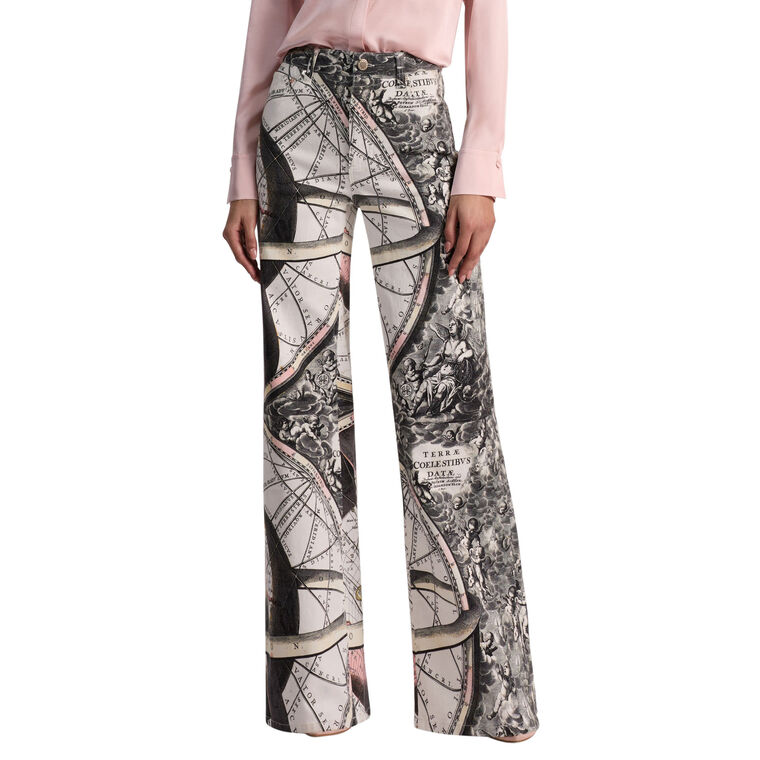 Chic High Rise Printed Wide-Leg Full Length Jean image number null
