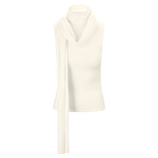 Canal Sleeveless Mock Neck Scarf Top