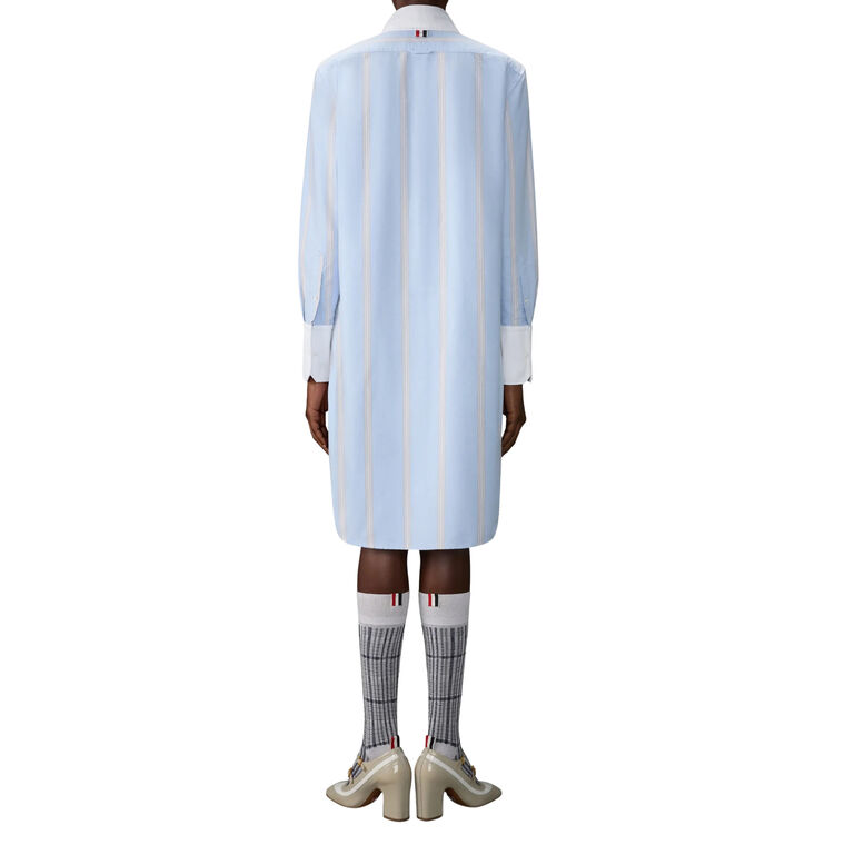 Knee Length Striped Easy Fit Shirt Dress image number null