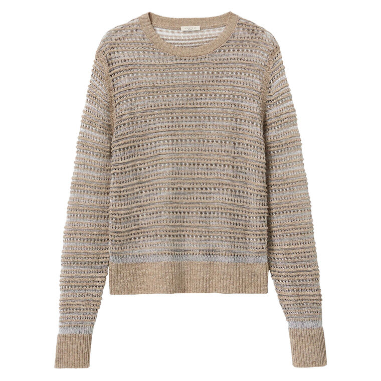 Metallic Lace and Ottoman Stitch Pullover Sweater image number null