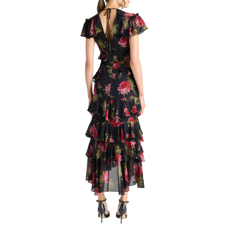 Tatum Baroque Roses Short Sleeve Midi Dress image number null