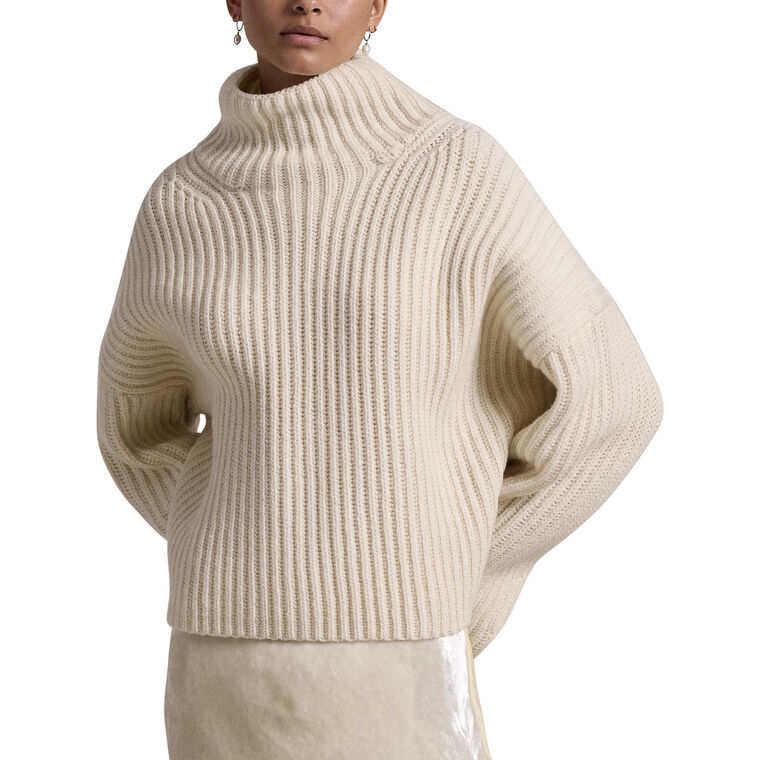Ribbed Wool Cashmere Long Sleeve Pullover Sweater image number null