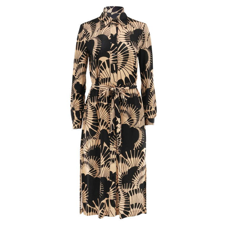 Radio City Long Sleeve Midi Wrap Dress image number null