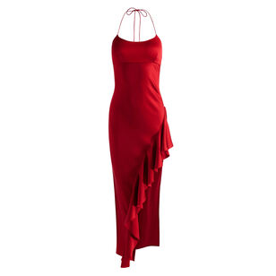 Palma Asymmetric Ruffle Maxi Slip Dress