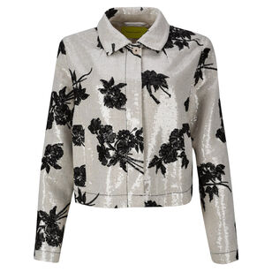 Floral Sequin Embellished Cropped Jacket