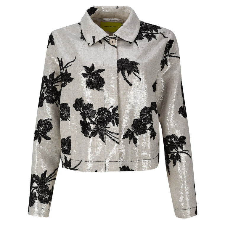 Floral Sequin Embellished Cropped Jacket image number null
