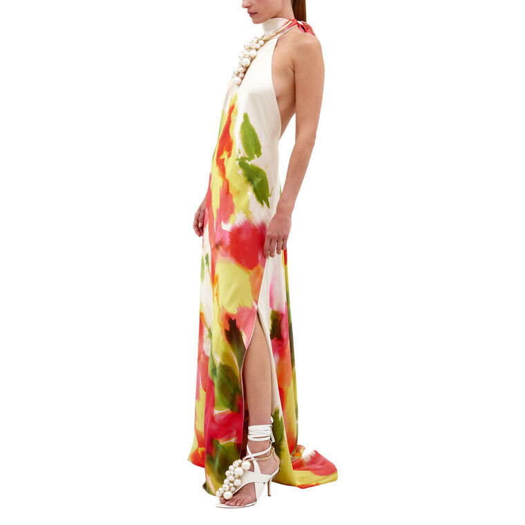 Sherry Halterneck Silk Maxi Dress image number null