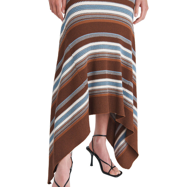 Striped Jacquard Cascade Midi Skirt image number null