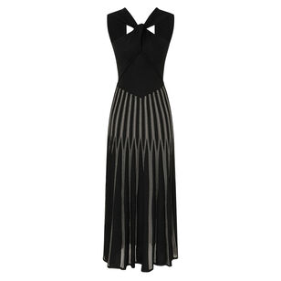 Rebellion Striped Knit Halter Midi Dress