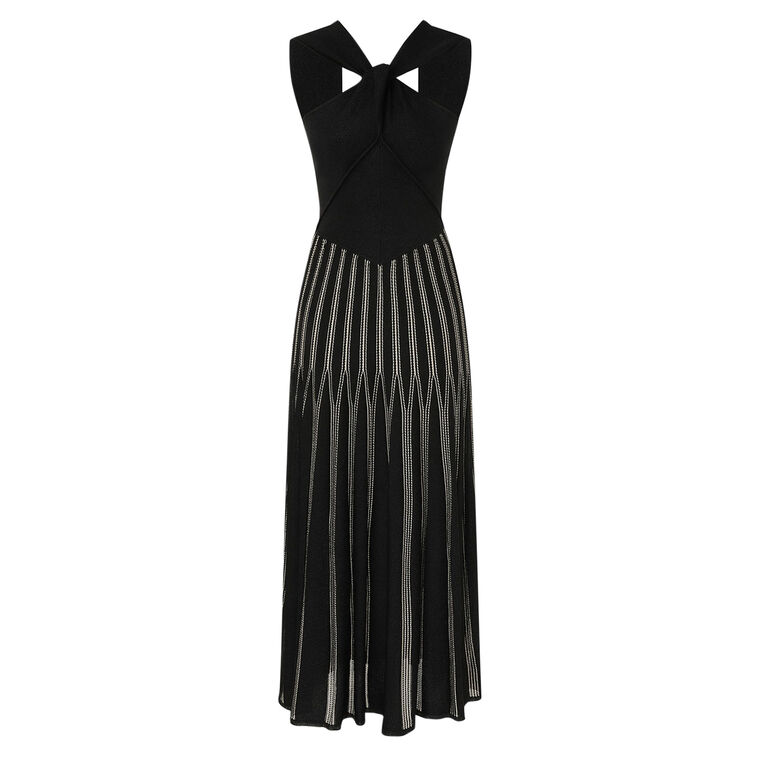 Rebellion Striped Knit Halter Midi Dress image number null