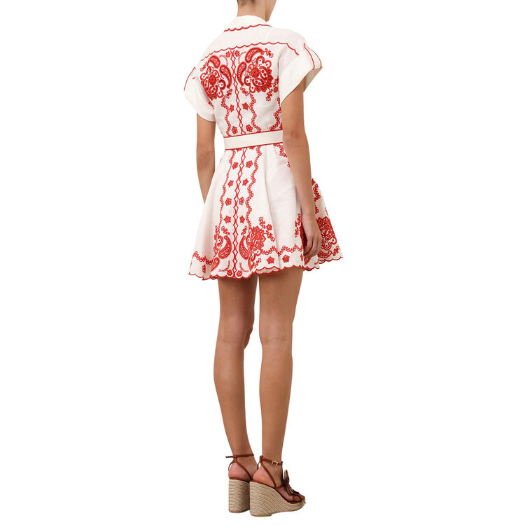 Lucky Embroidered Belted Mini Dress image number null