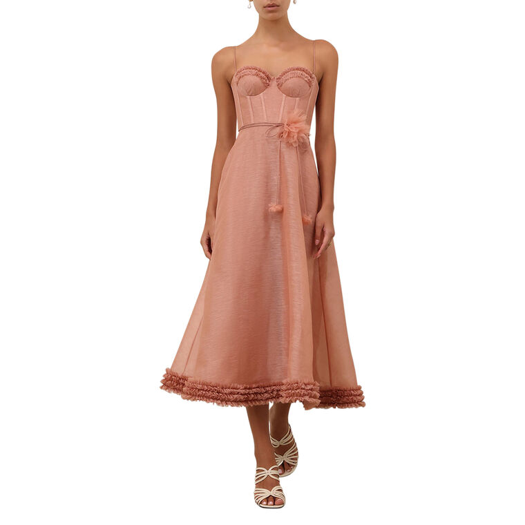 Luna Sleeveless Corset Ruffle Midi Dress image number null