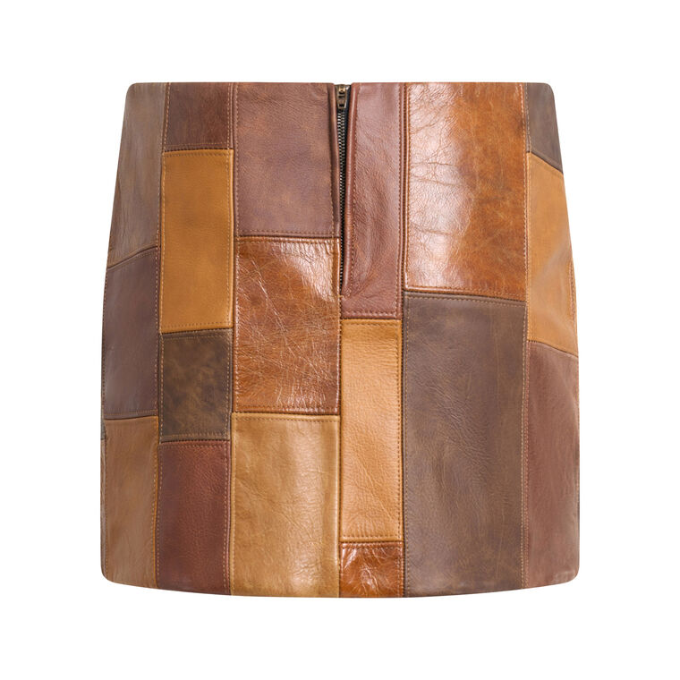 Leah Patchwork Leather Mini Skirt image number null