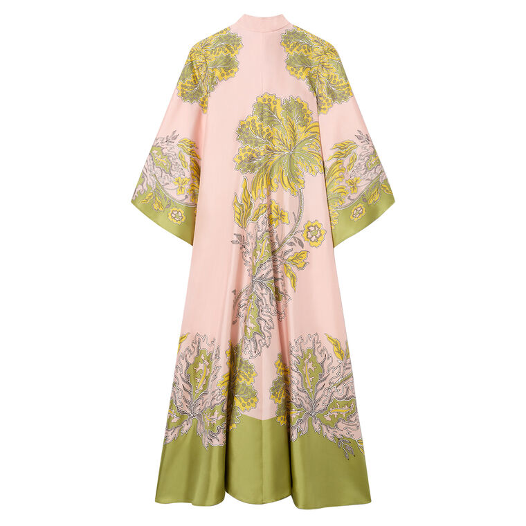 Magnifico Waterfall Sleeve Silk Maxi Dress With Sash image number null