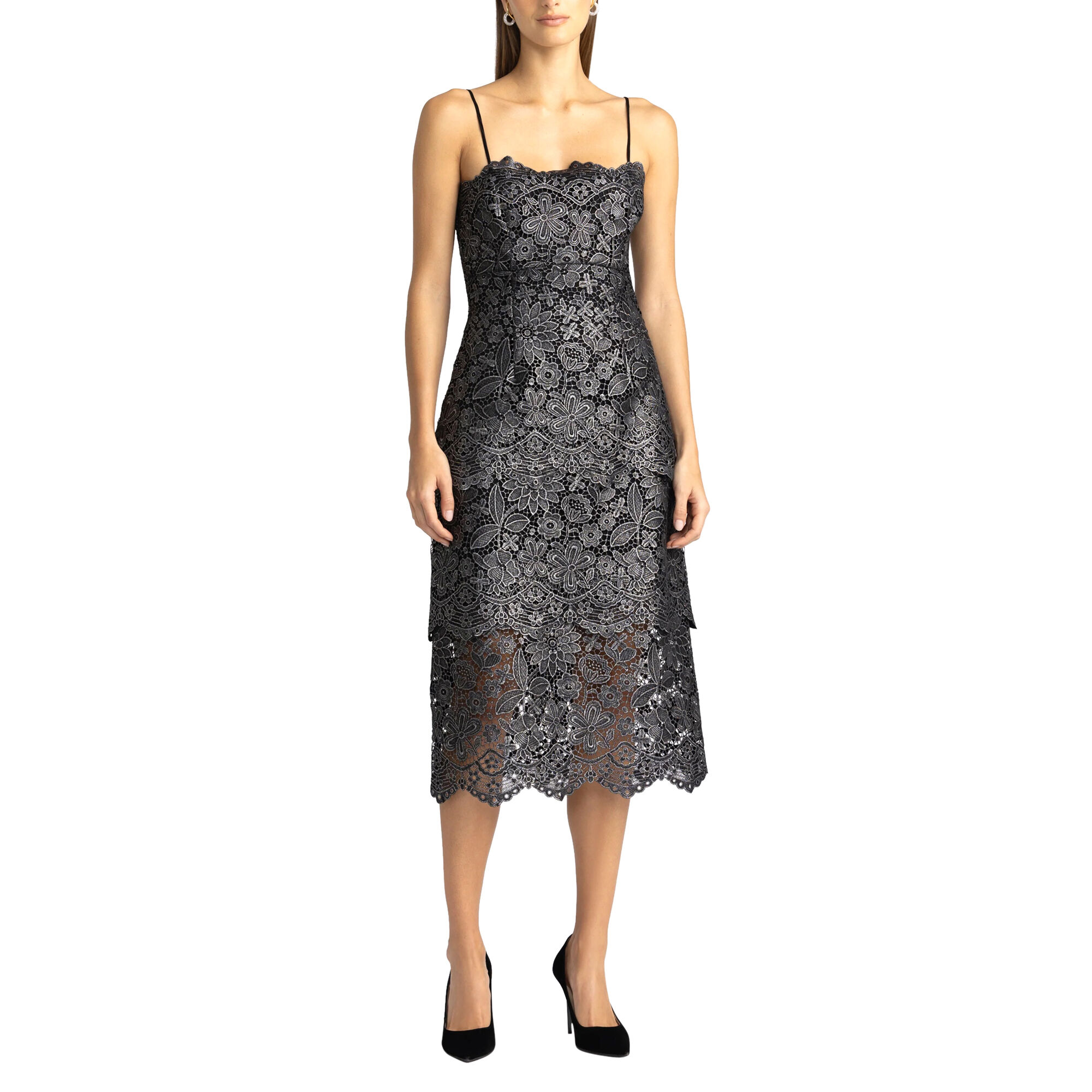 【suzen】Poiten lace dress Zac Posen Tiered Floral Lace Dress | Tootsies