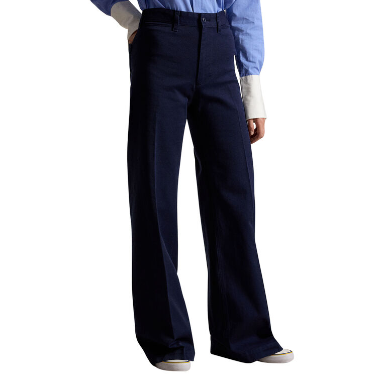 Beaton High-Waisted Cotton Twill Flare Pants image number null