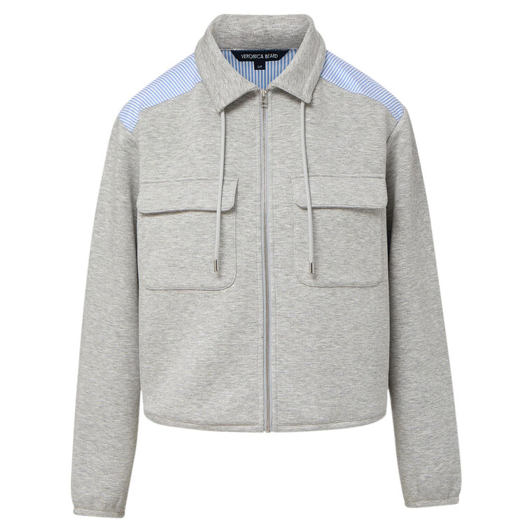 Stellant Stretch-Scuba Zip-Up Jacket With Shirting Contrast image number null