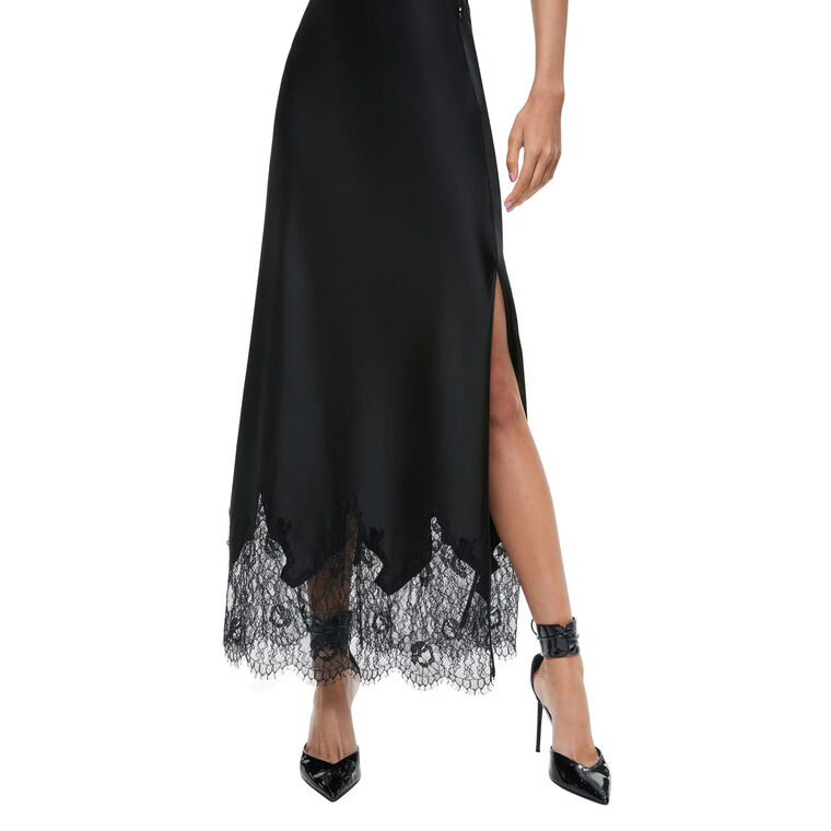 Maeve Midi Slip Skirt With Lace Trim image number null