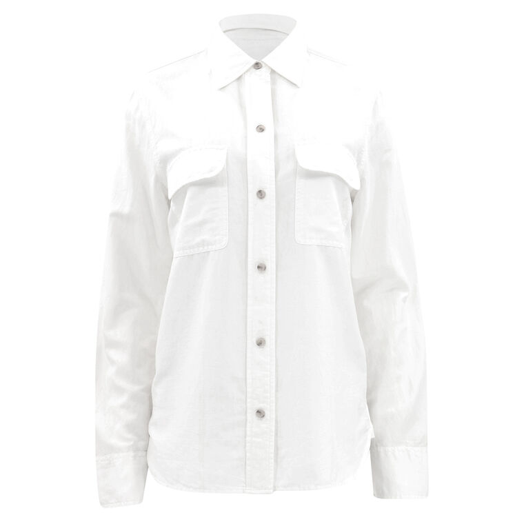 Cotton-Silk Utility Long-Sleeve Shirt image number null