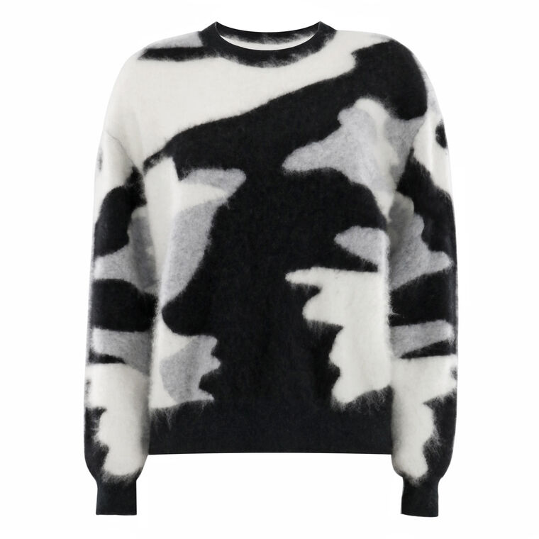 Brushed Camo Cashmere Crewneck Sweater image number null