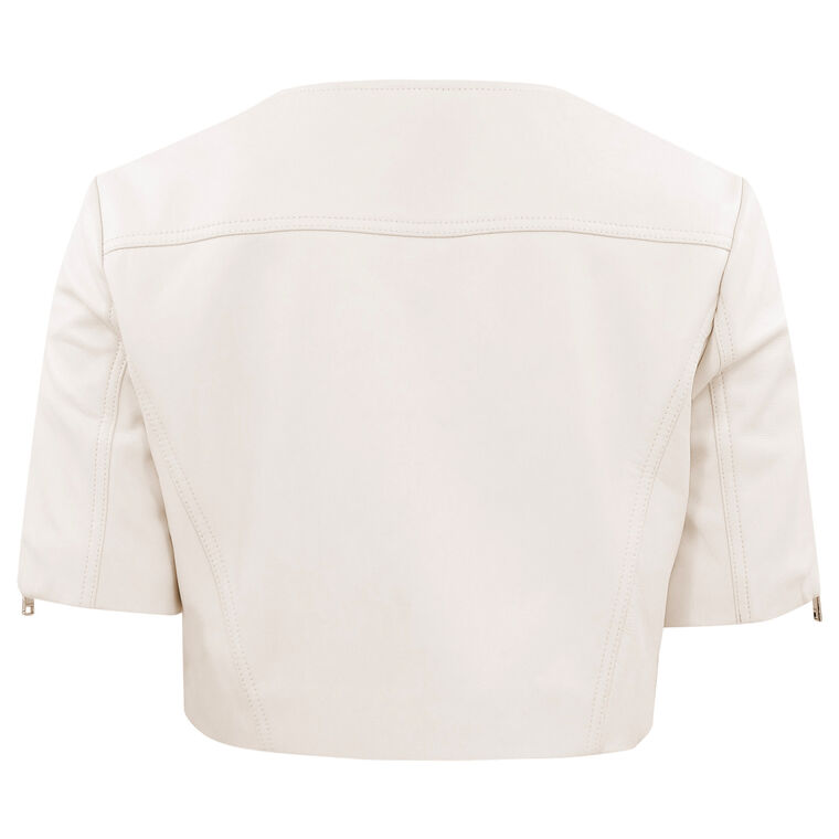 Kirsi Cropped Leather Biker Jacket image number null