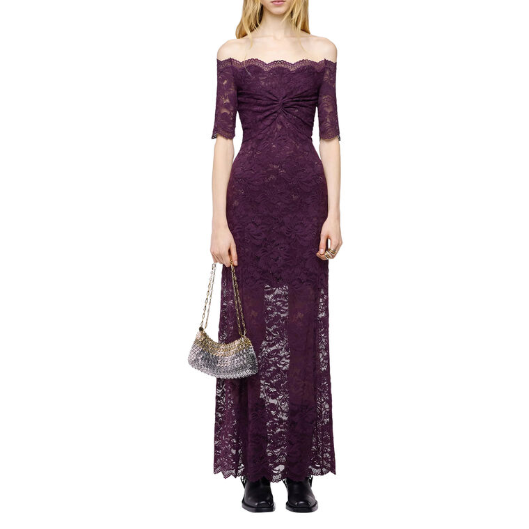 Short Sleeve Off-The-Shoulder Layered Lace Maxi Dress image number null